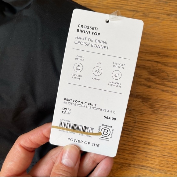 NEW Athleta Crossed Bikini Top Black A-C Cup 535779 Size Medium NWT - Picture 5 of 6